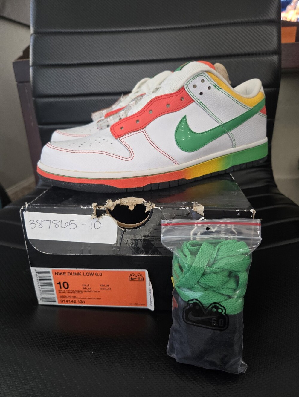 White Rasta Nike Dunk Low 6.0 (2008) - Picture 2 of 12